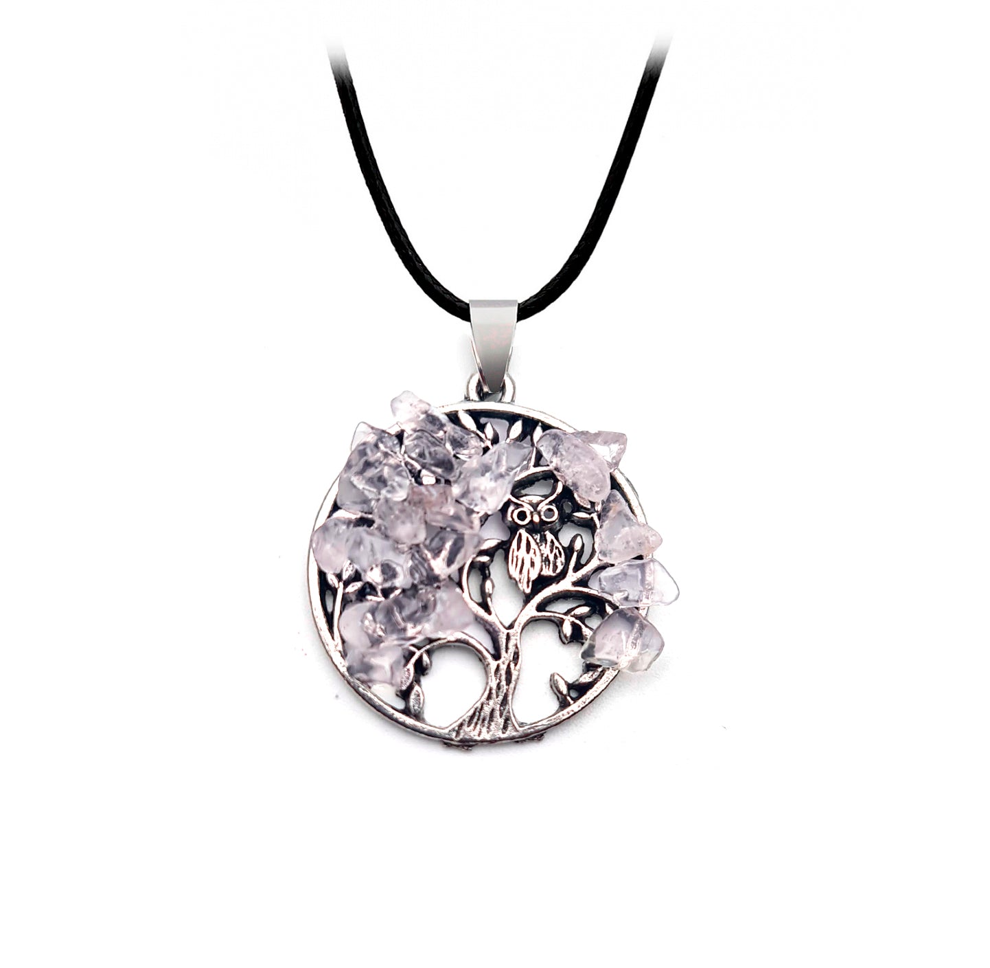Collar Árbol De La Vida Cuarzo Rosa